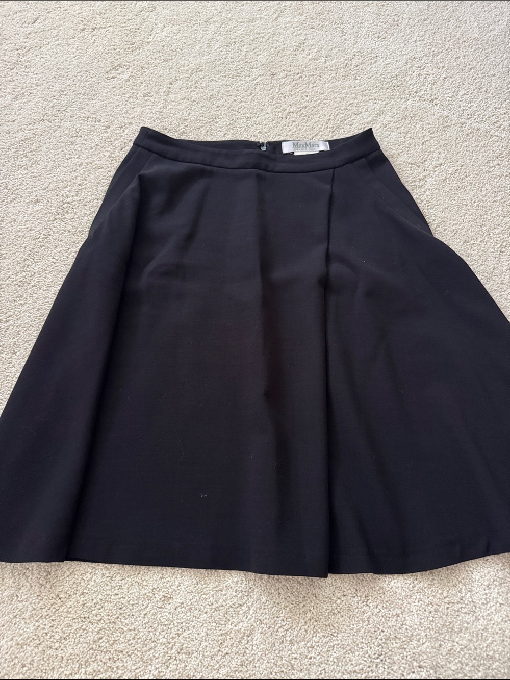 MaxMara Black Flared A-Line Skirt